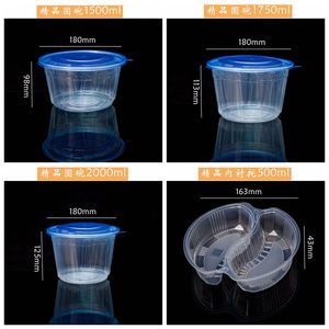 Bol rond transparent jetable en plastique PET écologique en gros avec couvercle pour servir des légumes lors de fêtes - Product Image 4