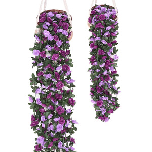 Guirlandes de roses artificielles violettes 200 cm, guirlande de fleurs en soie pour décoration de table de mariage - Product Image 5