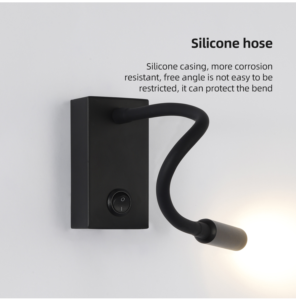Nordic Wall Light Fixture Adjustable Head Wall Lamp Bedside Reading Black White Led Wall Lamp For Hotel