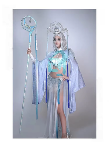 <span class=keywords><strong>Disfraz</strong></span> <span class=keywords><strong>de</strong></span> Danza Escénica con Estampado <span class=keywords><strong>de</strong></span> Serigrafía Estilo Chino que Brilla en la Oscuridad para <span class=keywords><strong>Mujer</strong></span>, Moon Goddess Gogo, 100% Seda - Product Image 1