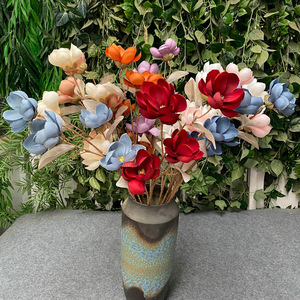 Queyiyi Flowers Bouquet artificiel de magnolias à 4 têtes, 85 cm de haut, pour décoration de mariage et d'intérieur, arrangement de fleurs séchées, accessoires de photographie - Product Image 3