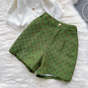 Las mujeres de dos piezas corta coreano dulce edad reducir cintura solapa adelgazar camisa de manga corta pierna ancha pantalones cortos traje de dos piezas - Product Image 6