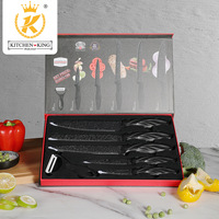 Ensemble de couteaux de cuisine en acier inoxydable à lame dentelée pour gaucher, manches en plastique, six pièces, pour usage domestique