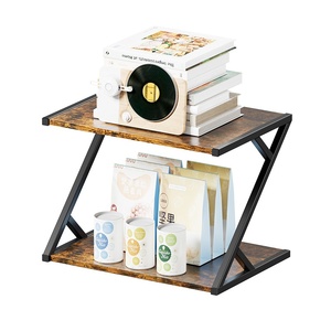 Étagère de bureau en bois de fer en forme de X double, transfrontalière, pour rangement de tasses à eau et de services à thé, petite penderie de bureau domestique - Product Image 5