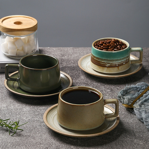 Taza de Cerámica Pintada a Mano de 220 ml <span class=keywords><strong>para</strong></span> Latte Art, Platillo Vintage, Taza de Café Latte y Cappuccino de Porcelana de 7.6 oz - Product Image 6
