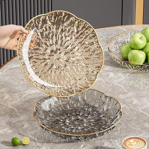 Fruit Platter Plastic Brass Rimmed <b>Small</b> Size For Living Room Coffee <b>Table</b> Snack Serving - Product Image 3