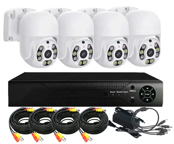 Nieuwe Aankomst Waterdichte Mini Speed Dome Cctv Camera 8 Kanalen Set 1080P Handleiding Ptz Ahd Cam Dvr Kit Outdoor Security Cctv Systeem