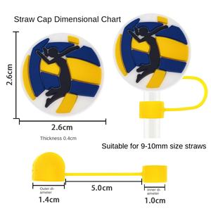 Accesorios de decoración para fiestas: Tapones de silicona universales suaves para pajitas de voleibol, sombreros de pajita deportivos, venta al por mayor - Product Image 2