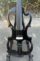 Violon électrique portable Sinomusik tout en bois massif noir, avec étui, archet et câble – Prix abordable, marque personnalisable
