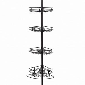Moderno Estante de Ducha Telescópico de 4 Niveles en Plata y Negro, Organizador de Almacenamiento para Baño, de Hierro, para Montar en la Pared, para Hotel - Product Image 1