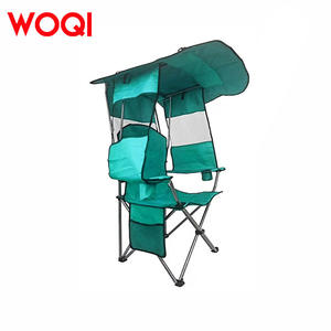 Chaise de plage pliable portable Woqi avec auvent en polyester, double siège, pour camping et pêche, couleur personnalisable - Product Image 3
