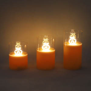 Nouvelles bougies en verre à led sans flamme scintillantes à piles personnalisées avec minuterie vente en gros - Product Image 5