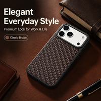 Étui de téléphone magnétique tressé en cuir véritable Denior, design de luxe, compatible avec les séries Apple 17/16/15, chargement sans fil, protection intégrée