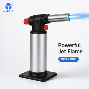 Briquet torche au butane rechargeable de haute qualité en métal bleu, flamme fixe et réglable, design classique pour le camping - Product Image 5