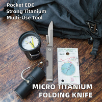 Couteau utilitaire de poche micro EDC multifonctionnel en titane pliable, petit porte-clés pendentif, pour décortiquer les colis et découper le carton