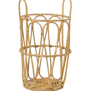 Cestino portaoggetti alto in Rattan di alta qualità con manici cesto portabiancheria in vimini intrecciato cesto decorativo per la casa