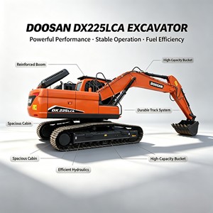 Excavadora de cadenas Doosan DX225LCA usada, 22 toneladas, excavadora hidráulica original en buen estado de funcionamiento, maquinaria de construcción en venta - Product Image 1
