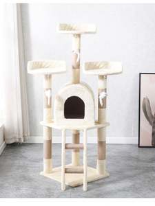 Árbol Rascador para Gatos de Lujo, Premium, Jumbo, en Forma de Castillo Gris, con Cama de Peluche y Juguetes, para Gatos Grandes y Gatitos - Product Image 4