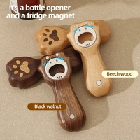 Décapsuleur aimanté pour réfrigérateur en bois massif de noyer noir teinté brun, motif patte de chat, créatif, mignon, succès viral