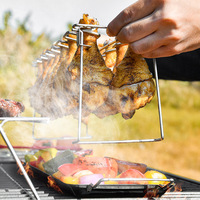 Support à poulet en acier inoxydable à 14 fentes avec bac de récupération des graisses, pour cuisses, ailes et pattes de poulet, pour fumoir, grill, four et barbecue