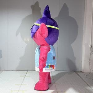 Costume de mascotte gonflable Troll <span class=keywords><strong>Poppy</strong></span> rose mignon en peluche douce, personnage de dessin animé, avec bandeau floral - Product Image 5