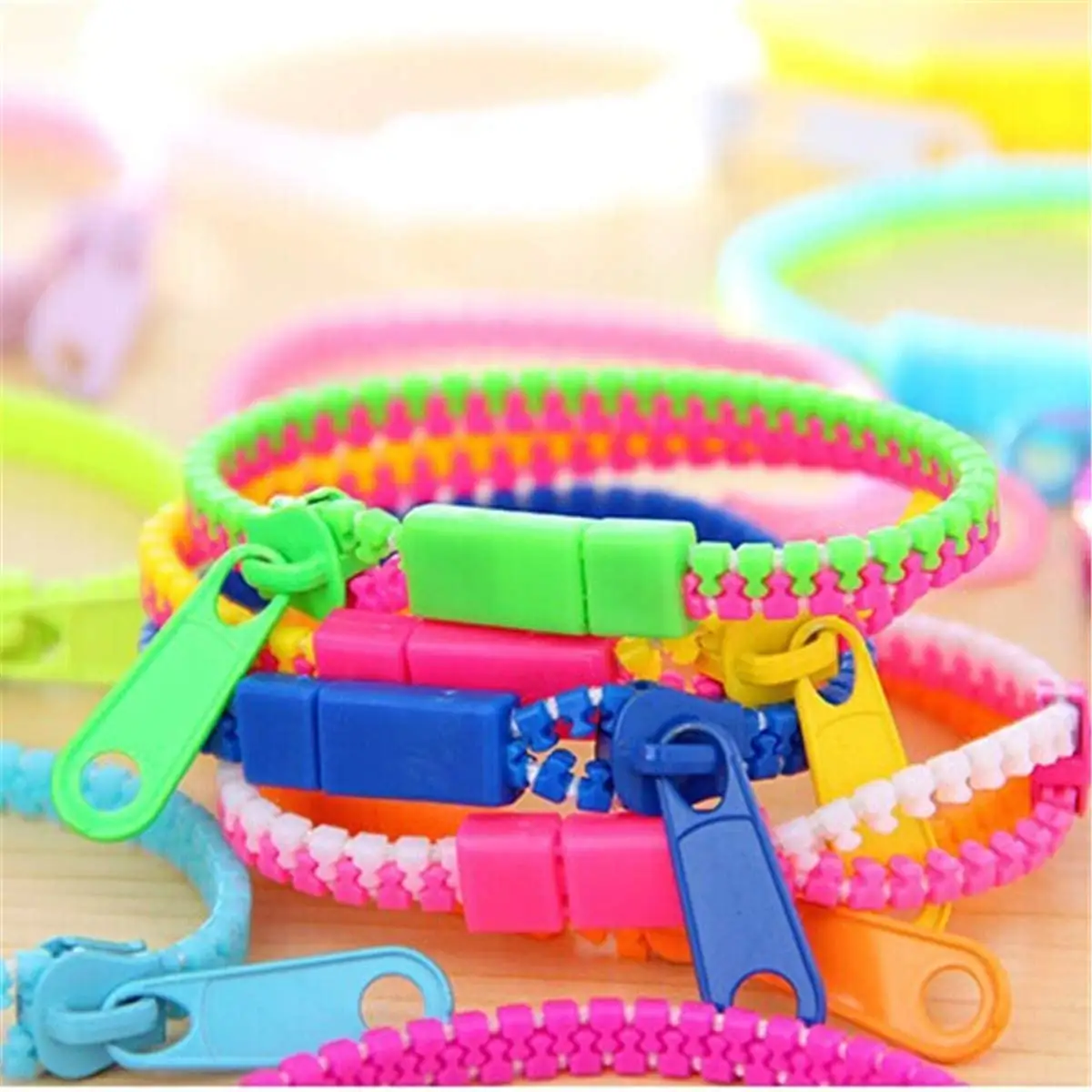 PT – Bracelets à fermeture éclair colorés pour enfants, jouets tendance