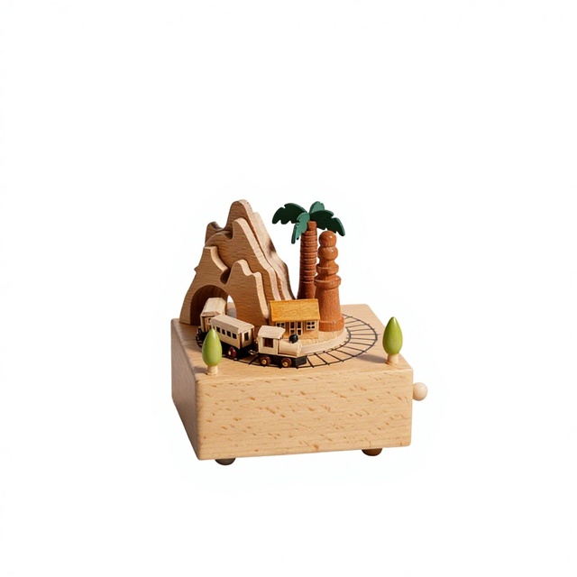 Yiyu Bestselling Handcrafted Wooden Carousel Train Music Box Customized Music 30s Duration Modern Minimalist Design Children's