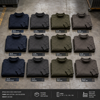 Sweat-shirt col rond bleu marine avec bordure côtelée, pull uni, haut streetwear, vente en gros, commande en gros, vêtements décontractés pour hommes