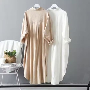 <span class=keywords><strong>Robe</strong></span> mi-longue vintage surdimensionnée femmes coton 2025 printemps été vêtements coréens décontractés longue <span class=keywords><strong>robe</strong></span> chemise <span class=keywords><strong>blanche</strong></span> - Product Image 3