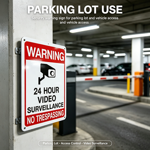 Cartello di Avvertimento Video CCTV 24 Ore, Segnale di Sicurezza Riflettente in Alluminio 'Proibito l'Ingresso' per Casa e Azienda, Vendita all'Ingrosso OEM <span class=keywords><strong>Jx</strong></span> - Product Image 4