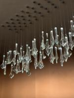 Lustre suspendu pour escalier à haut plafond, long lustre moderne de luxe, grand lustre en cristal