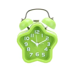 Cheap Promotion Handmade Gift Star Shaped Twin Metal Bell Alarm Clock Table Clock Mini Travel Clock
