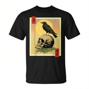Camiseta japonesa con diseño de calavera y cuervo, estilo Ukiyo E, Kanji, era Edo - Product Image 2