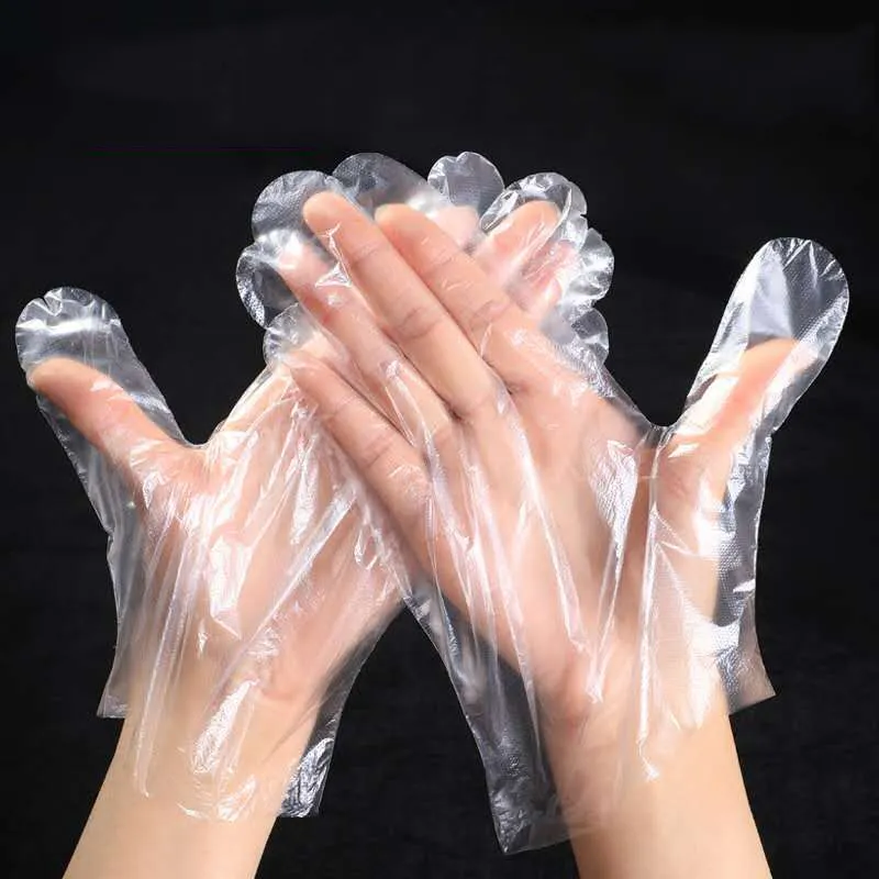 SHUOYA disposable folded PE gloves disposable food handling gloves food grade HDPE LDPE gloves