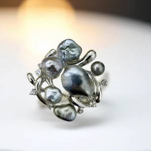 อุปกรณ์เสริม 10653DIY ตัวจับแหวนเงินแท้ S925 สำหรับใส่ไข่มุกกลมขนาด 11-13 มม. แบบไม่มีลาย - Product Image 1