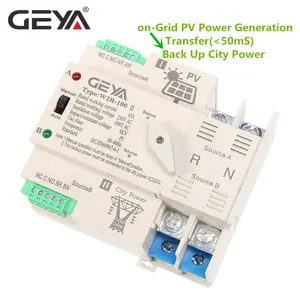 GEYA-energía Solar fotovoltaica Dual, transferencia de energía automática Din Rail 2P 63A AC220V ATS PV, uso solo de energía