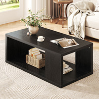 Table basse rectangulaire moderne avec rangement ouvert, finition grain de bois, pour salle de télévision, personnalisable, livraison directe
