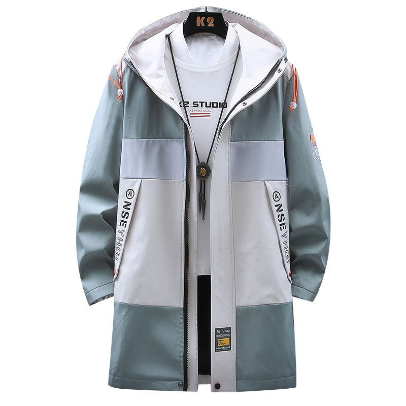 Мужской ветрозащитный тренчкот на молнии, длинный приталенный тренчкот В Стиле Хип-хоп, куртка большого размера для осени, 2020