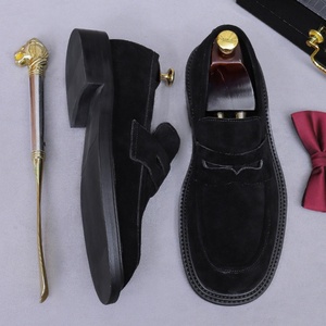 Mocassins Business Casual pour Hommes en Daim et Cuir de Vachette Britannique, Chaussures en Cuir à Enfiler à Bout Rond pour Hommes - Product Image 2
