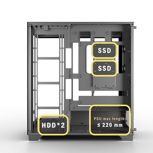 Logotipo personalizado Panel lateral de vidrio templado doble Torre media ARGB Ventiladores de iluminación LED Material de aleación de aluminio ATX Gaming <span class=keywords><strong>Case</strong></span> PC en stock - Product Image 6