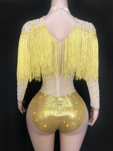 Novance Y2880 nouvelle tendance jaune gland strass body Performance porter Spandex <span class=keywords><strong>barman</strong></span> <span class=keywords><strong>tenue</strong></span> Sexy Performance porter - Product Image 3
