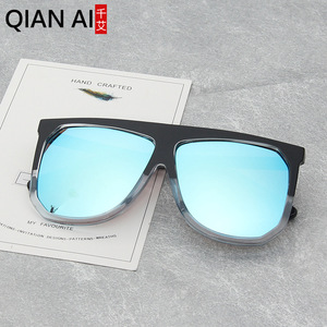 Gafas de sol irregulares Qianai para mujer, montura negra, lentes azules, UV400, ligeras, a la moda, tipo 3, acetato de PC - Product Image 4