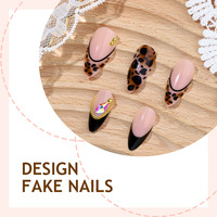 Faux ongles en gel, couverture complète, imprimé léopard, français, sexy, pour soirée, ongles à presser