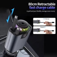 Chargeur de voiture à double câble rétractable 45W à charge rapide avec diffuseur d'aromathérapie et projecteur ciel étoilé, réglable à 180 degrés