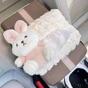 Cartoon Custom Universal Car Visor Portable Lace Decorative Car Tissue Box Holder For Girls Ladies