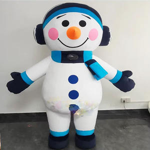 Costume de bonhomme de neige gonflable de Noël avec cache-oreilles, en fourrure de dessin animé mignonne, pour les défilés, les fêtes, la promotion et les événements - Product Image 1