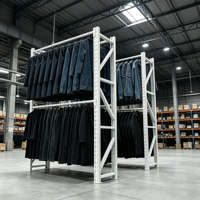 Porte-vêtements double à barres suspendues, robuste, en métal, pour le rangement et l'affichage des vêtements en entrepôt et en magasin