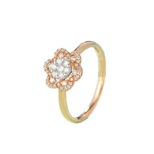Custom diamond rings pure 18k gold ring fashion Dream flower for engagement wedding ring