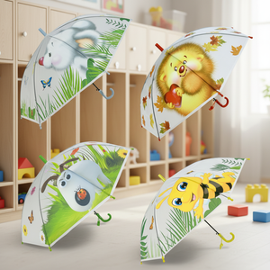 Parapluie droit POE YS-6025 avec sifflet, motifs animaux adorables, ouverture automatique, idéal pour les jours <span class=keywords><strong>de</strong></span> pluie – Meilleure vente - Product Image 1