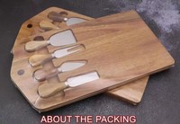 Creatief acacia houten snijplank, kaasplank en messenset voor thuiskeuken